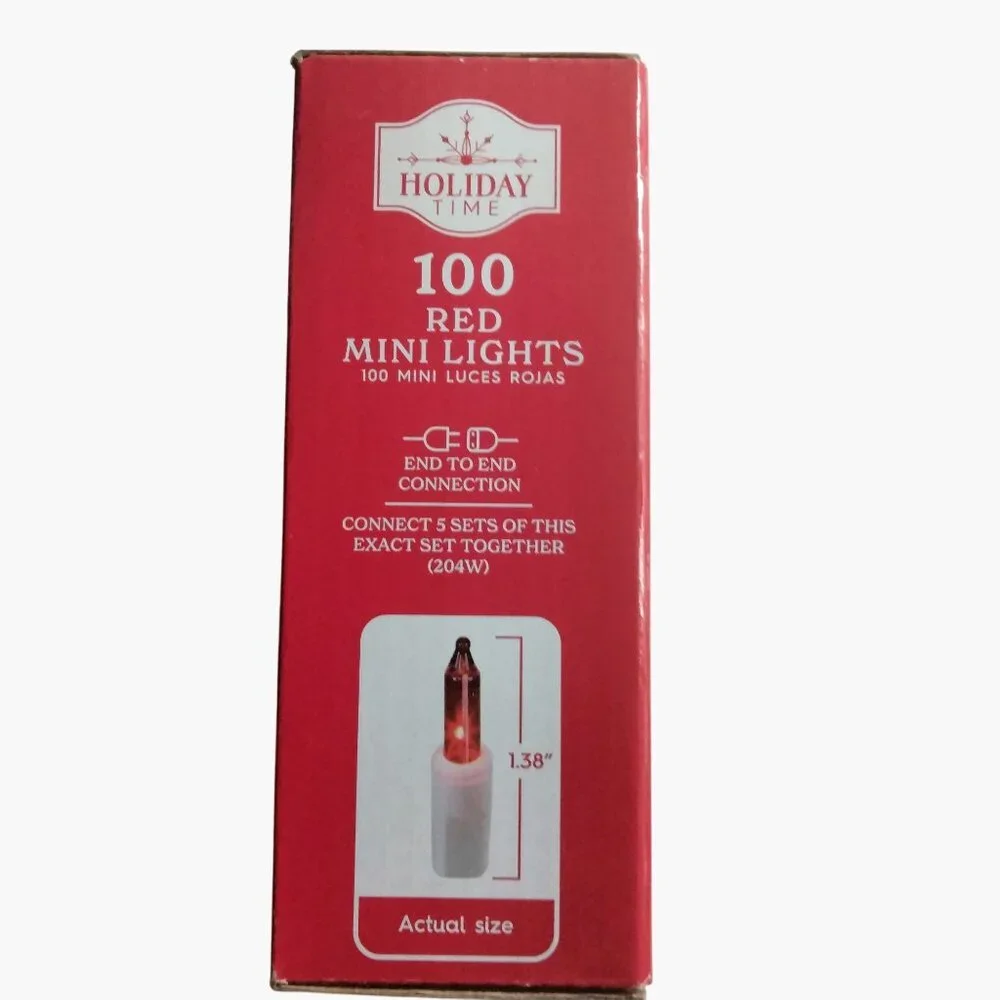 Holiday Time 100 Count Red Mini Lights Indoor Outdoor Incandescent White Wire